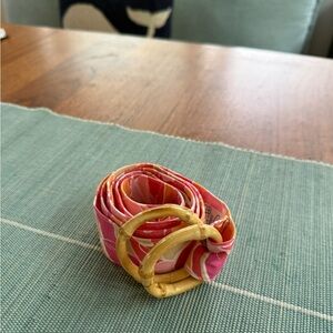 Talbots Preppy Floral Belt with Bamboo Buckle - L/XL